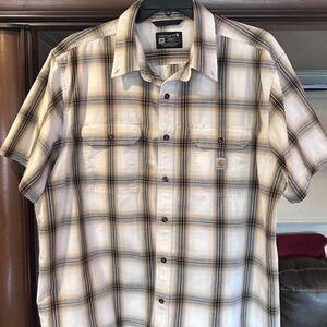 Carhartt Short-Sleeve Plaid Button-Up Shirt - Tan, Black